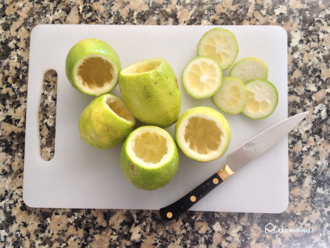 Preparación de limones para limón helado.