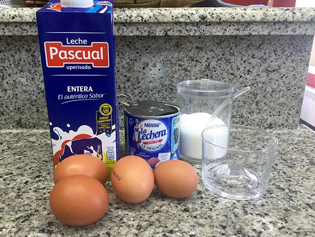 Ingredientes flan de huevo